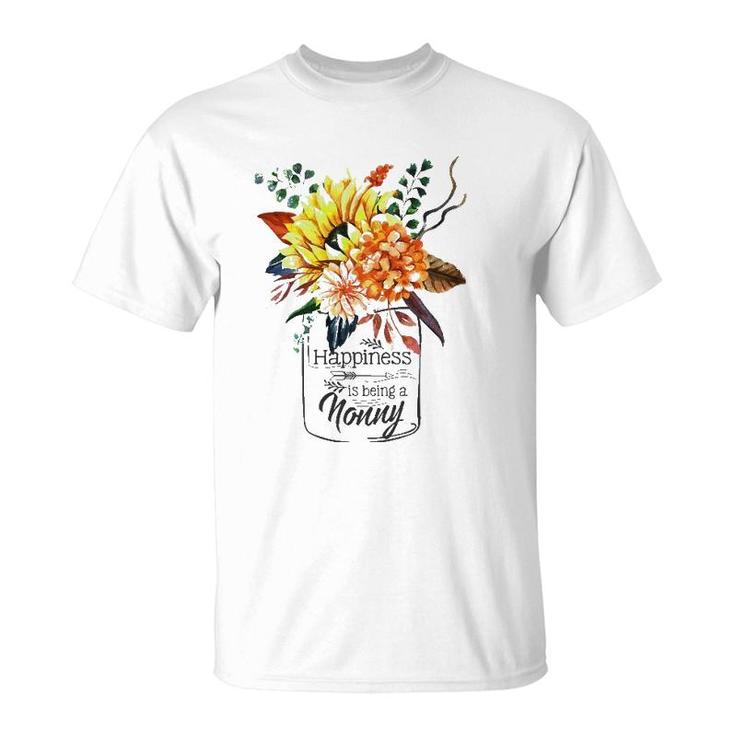 Happiness Is Being A Nonny Cute Flowers Gifts T-Shirt