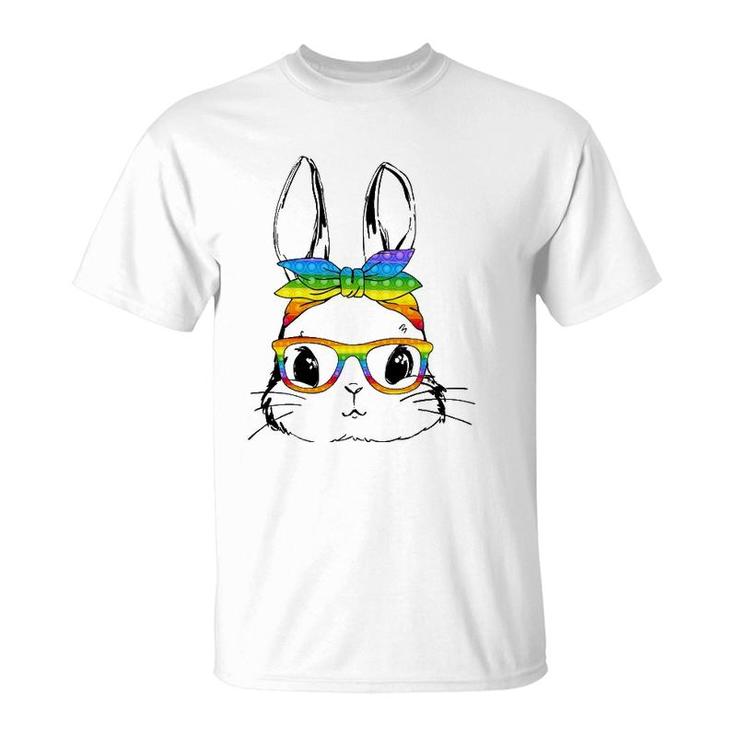 Happy Easter Day Pop It Bunny Face Glasses Easter Fidget Toy T-Shirt