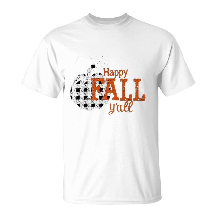 Happy Fall Yall Pumpkin Womens Mens Funny Vintage Pumpkin Halloween Cute T-Shirt