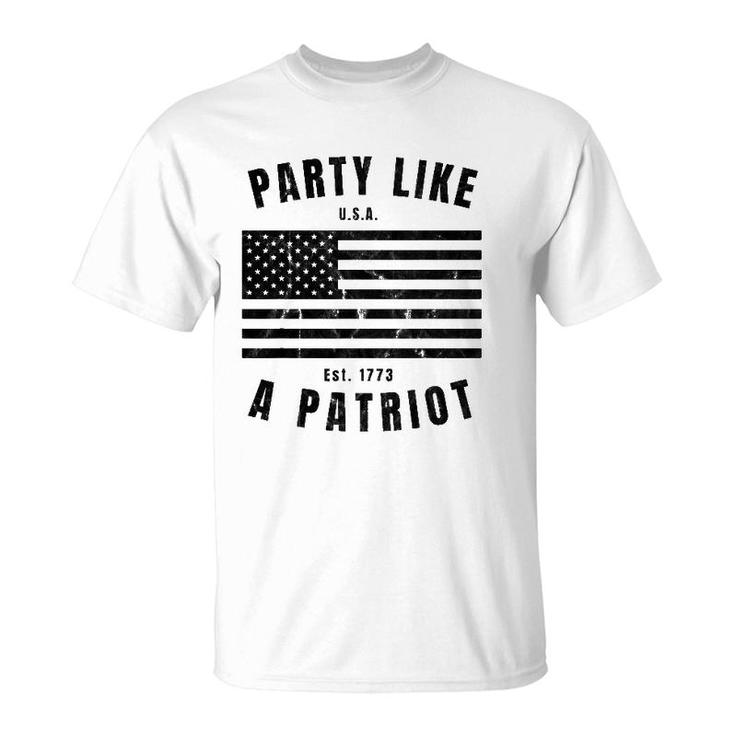 Happy Fourth Of July Party Like A Patriot Fun American Flag T-Shirt