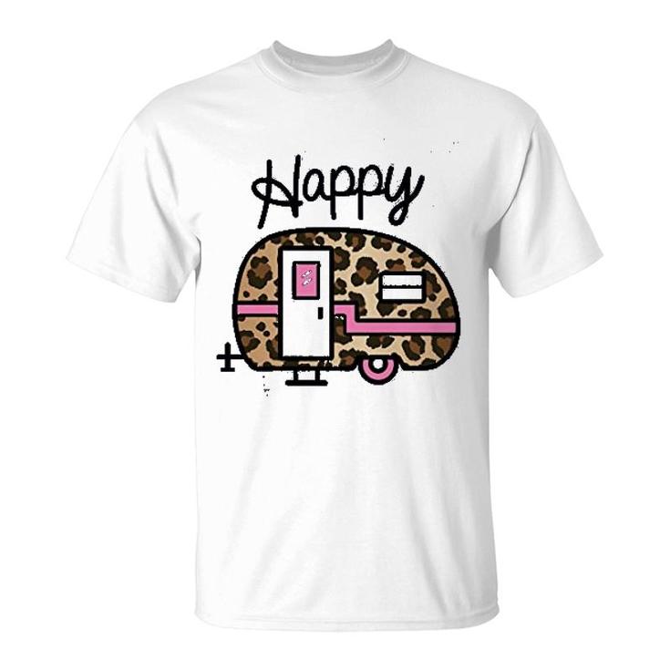 Happy Leopard Print Camper T-Shirt