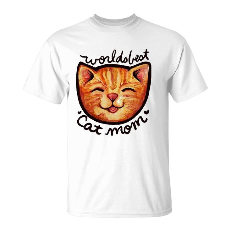 Happy Orange Tabby Cat Mom T-Shirt