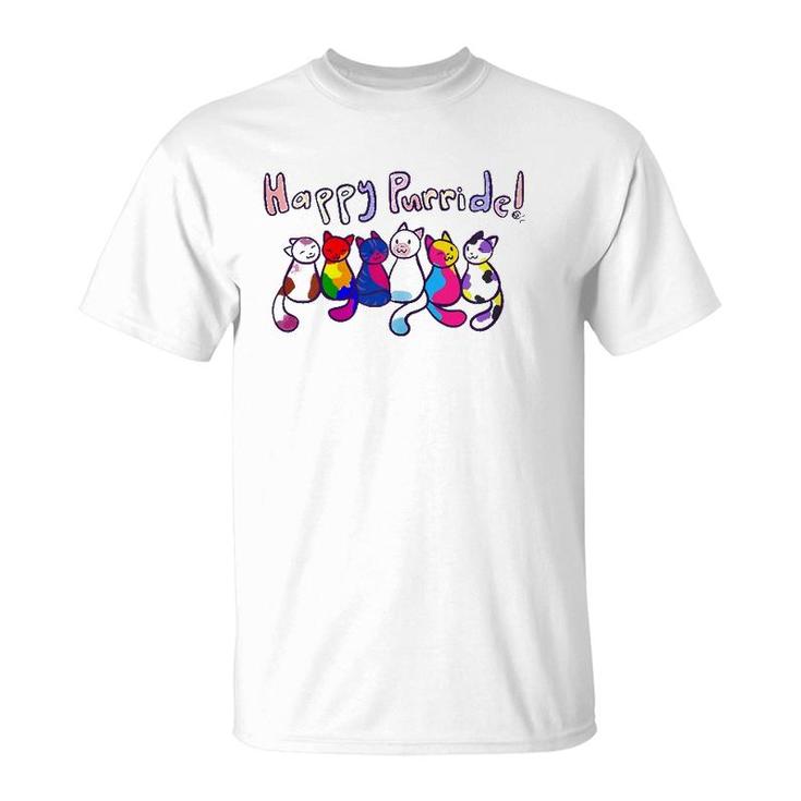 Happy Purride Cats Kittens Gay Pride Lgbtq Transgender Gift T-Shirt