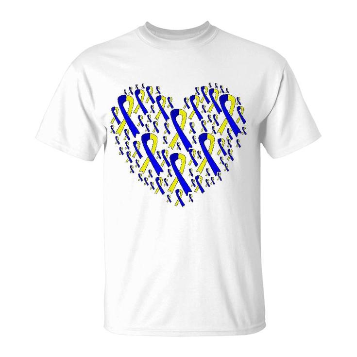 Heart Ribbon World Down Syndrome Day T-Shirt