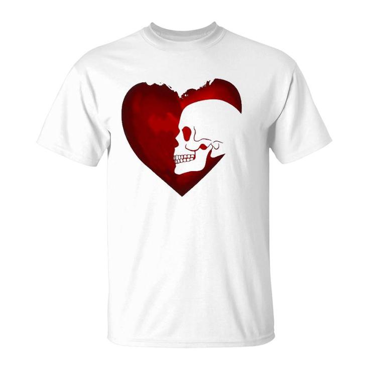 Heart Skull Happy Valentine's Day T-Shirt