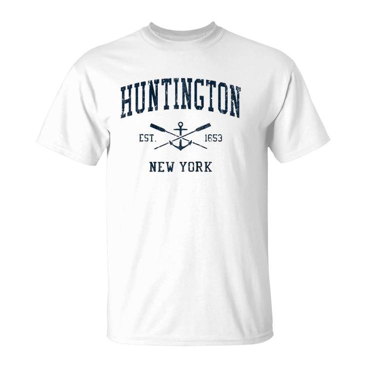 Huntington Ny Vintage Navy Crossed Oars & Boat Anchor  T-Shirt