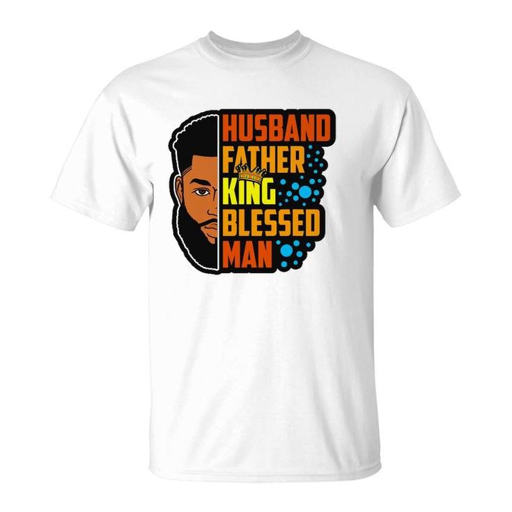 Husband Father King Blessed Man Black Melanin Men Husband T-Shirt