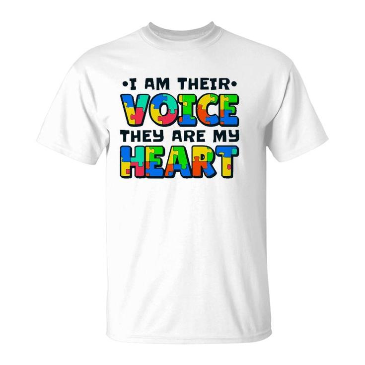 I Am Their Voice They Are My Heart Autism Awareness Teacher T-Shirt