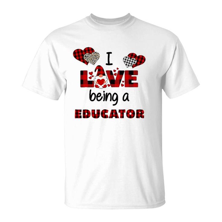 I Love Being A Educator Flannel Valentine's Day T-Shirt