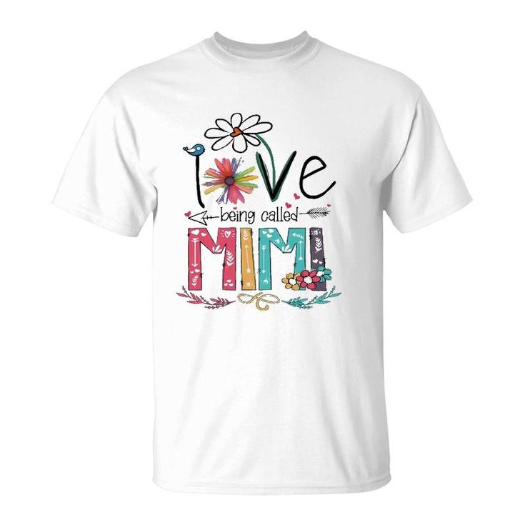 I Love Being Called Mimi Grandma Grandmother Matching Family Daisy Flower Arrow T-Shirt