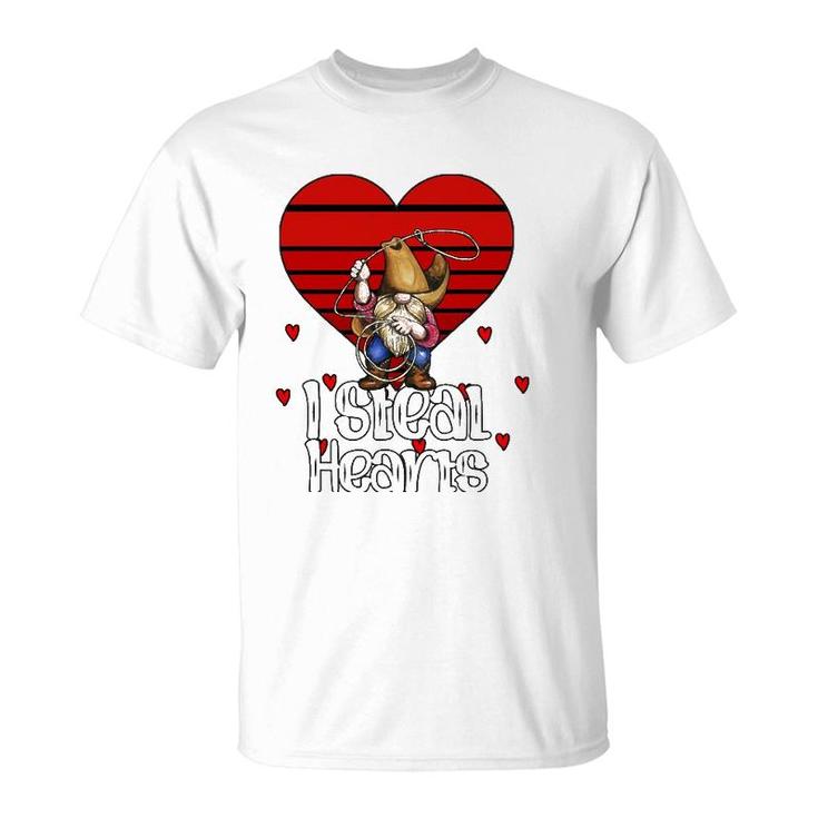 I Steal Hearts Gnome Boys Valentine's Day Kids Vintage Retro T-Shirt