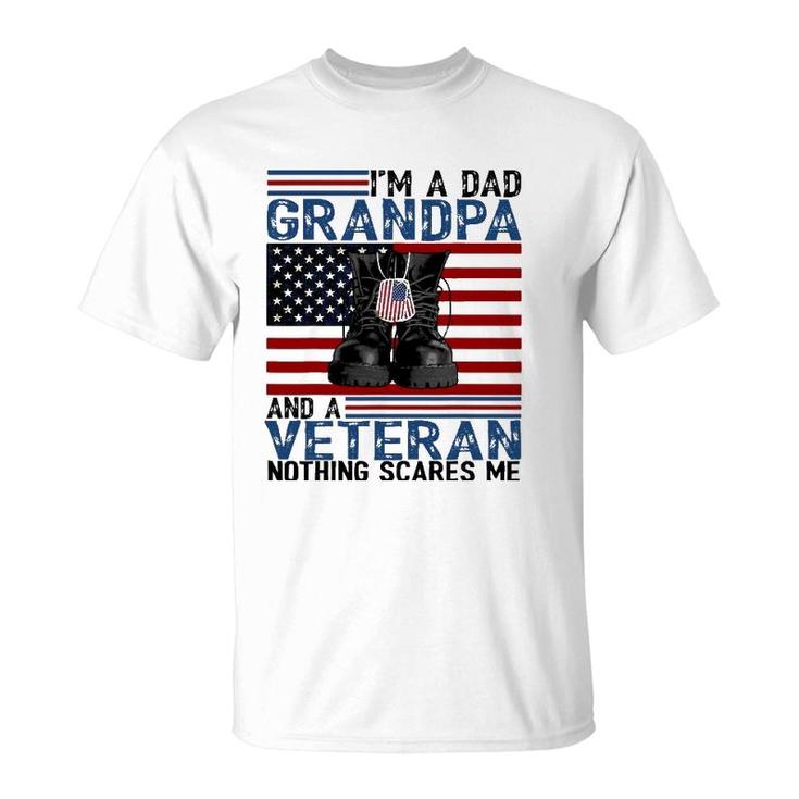 I'm A Dad Grandpa And A Veteran  Flag Usa Father's Day T-Shirt