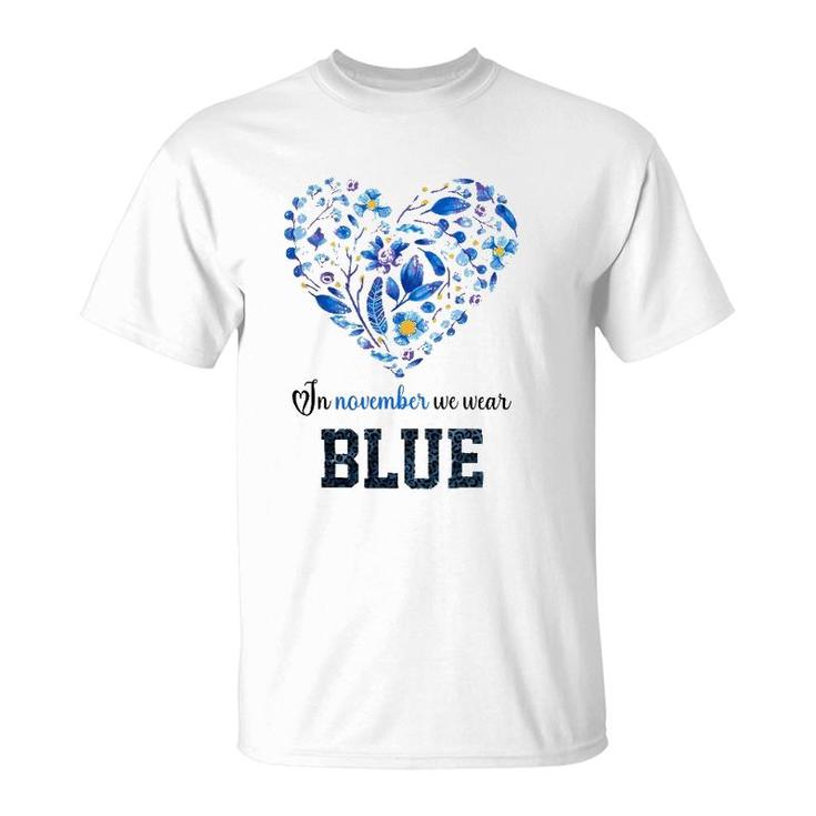In November We Wear Blue Plant Heart T-Shirt