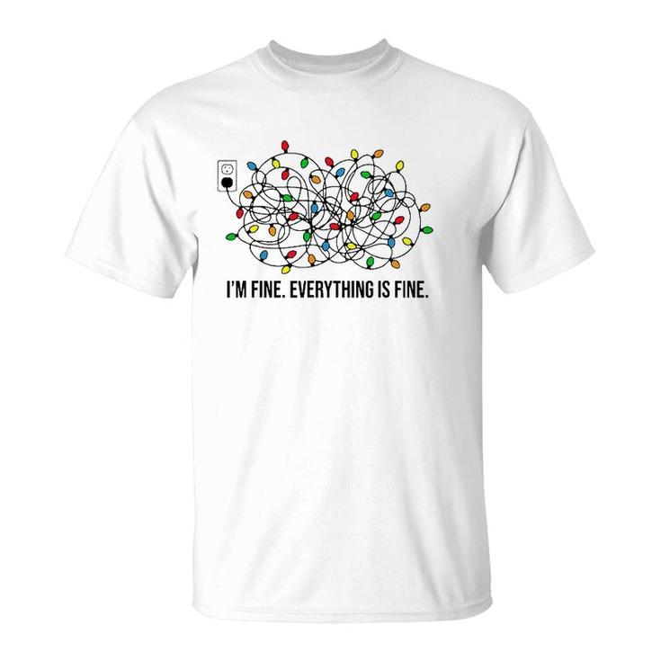 It's Fine I'm Fine Everything Is Fine X-Mas Lights Teacher T-Shirt