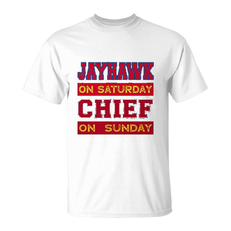 Jayhawk On Saturday Chief On Sunday Souvenir T-Shirt