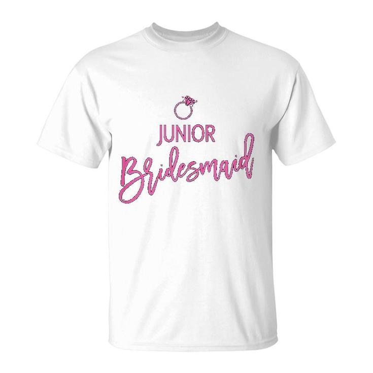 Jr Bridesmaid And Ring Script Pink T-Shirt