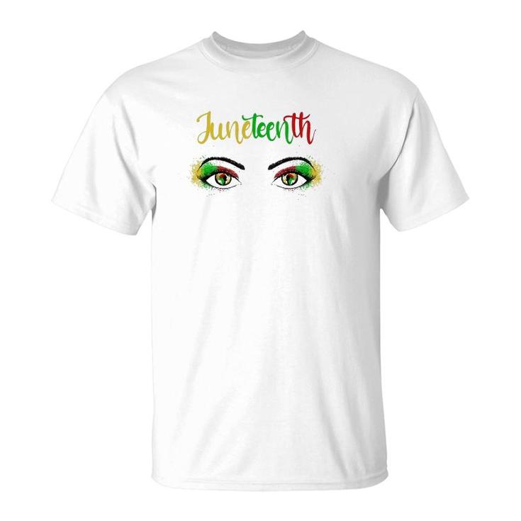 Juneteenth 1865 Bright Eyes African American Map Pan-African Colours T-Shirt