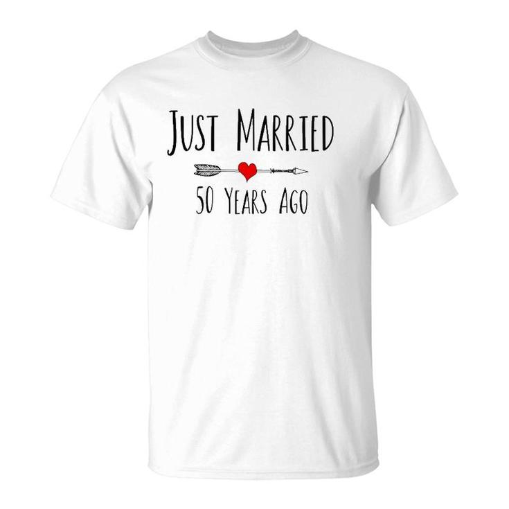 Just Married 50 Years Ago Husband Wife 50Th Anniversary Gift  T-Shirt
