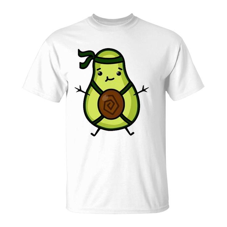 Karate Martial Arts Taekwondo Cute Avocado Cartoon Green T-Shirt