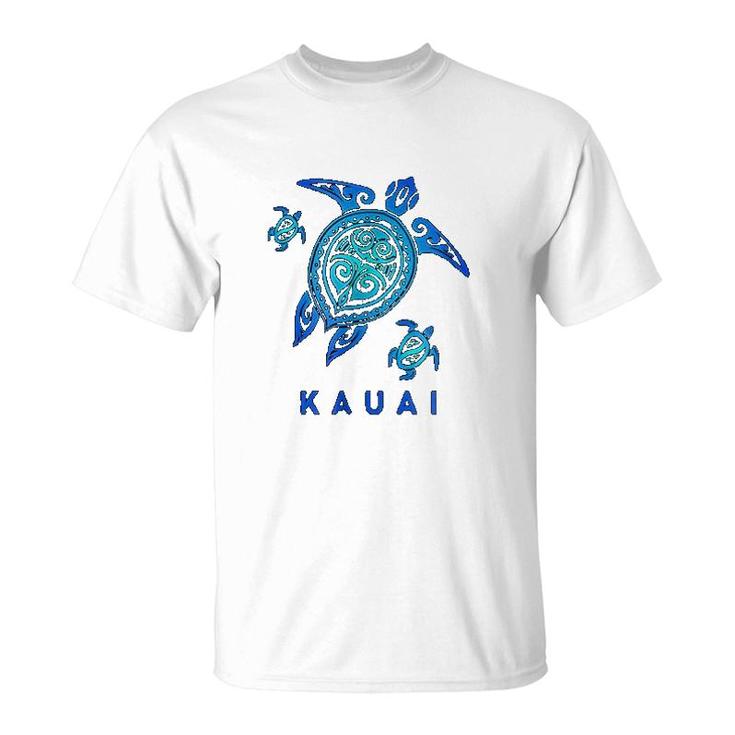 Kauai Hawaii Sea Blue Tribal Turtle T-Shirt