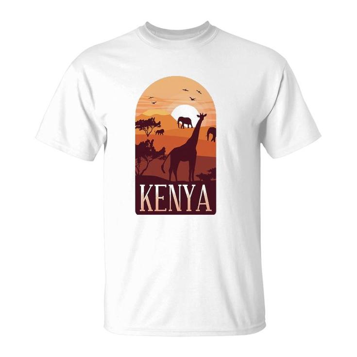 Kenya Africa Giraffe Elephant Lion African Animals Gift T-Shirt