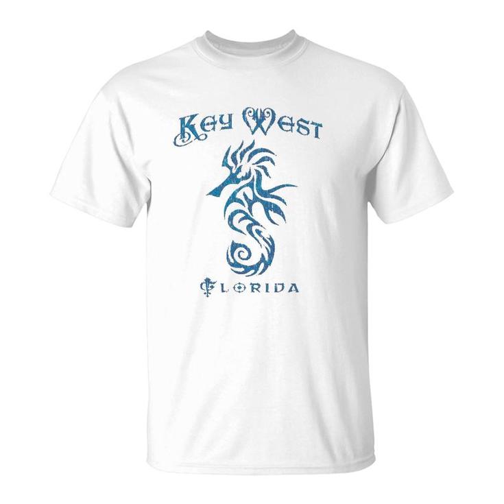 Key West Fl Seahorse Distressed Florida Gift T-Shirt