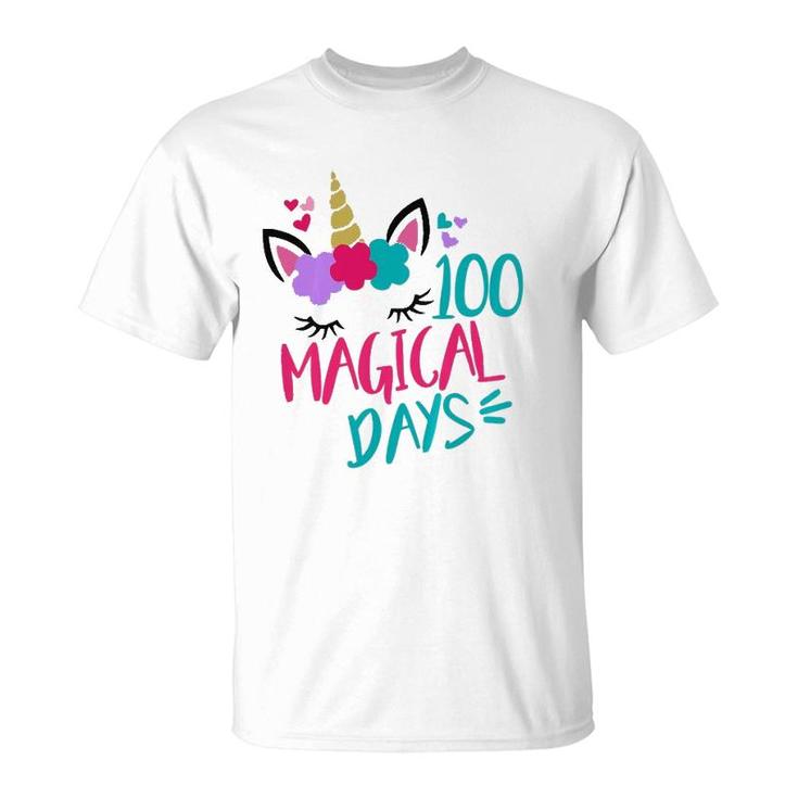 Kids 100 Magical Days Of School Unicorn 100Th Day  T-Shirt