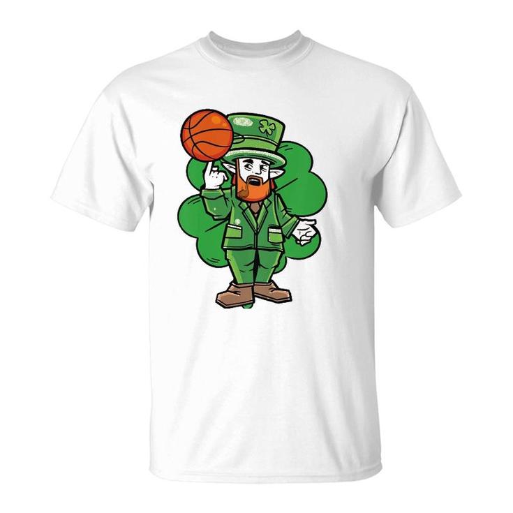 Kids Leprechaun St Patrick's Day Cool Basketball Clover Irish Gift T-Shirt