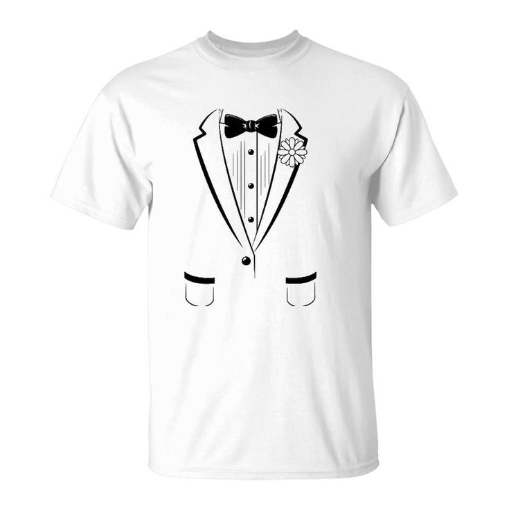 Kids Tuxedo Boys Girls Valentine's Day Prom Black Bowtie T-Shirt