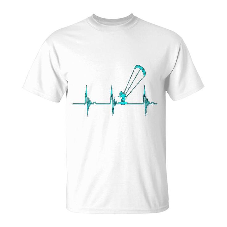 Kitesurfing Kitesurfer Heartbeat T-Shirt