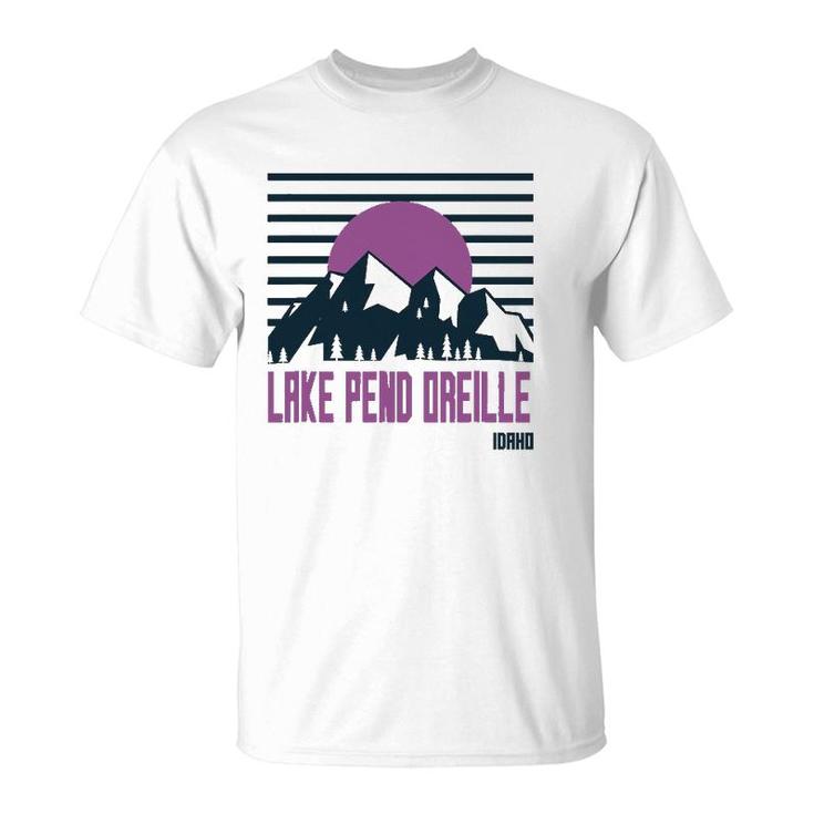 Lake Pend Oreille Vintage Mountains Hiking Camp Idaho Retro T-Shirt