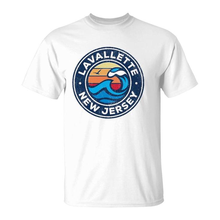 Lavallette New Jersey Nj Vintage Nautical Waves Design T-Shirt