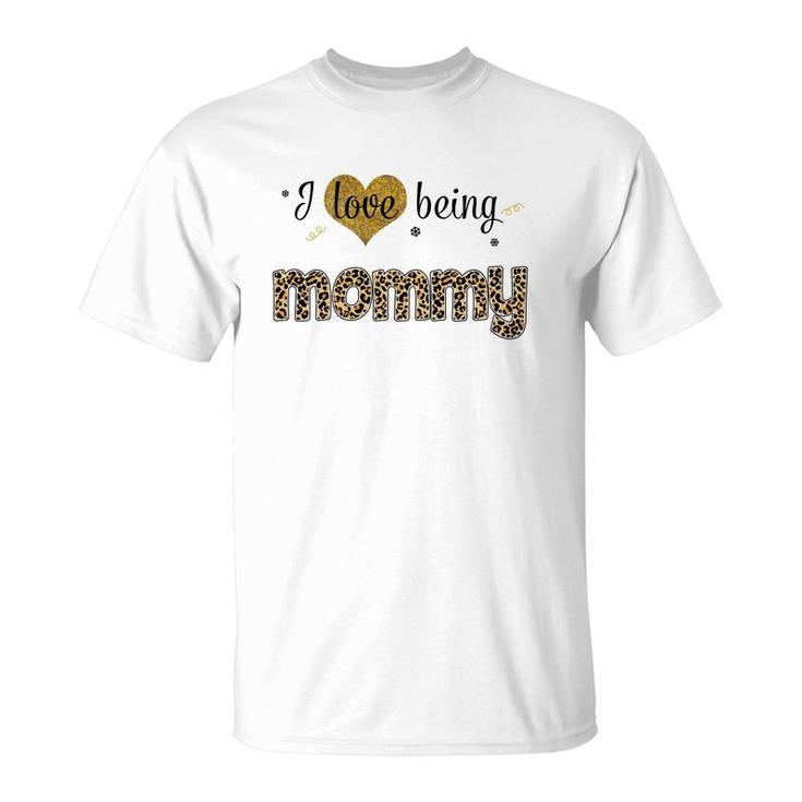 Leopard Plaid I Love Being Mommy White T-Shirt