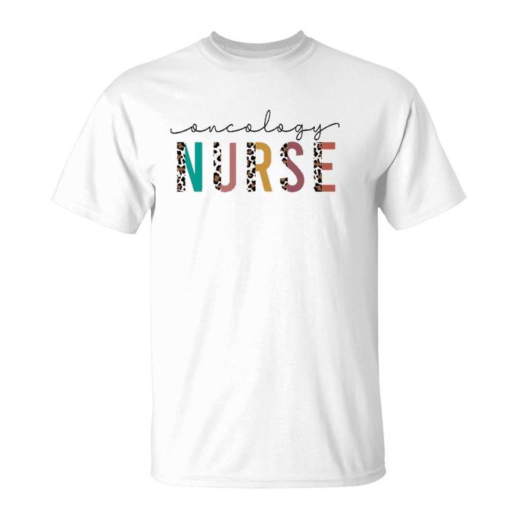 Leopard Print Boho Letters Oncology Nurse Rn Nursing Women's T-Shirt
