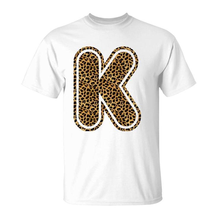 Letter K Leopard Print Initial Case Funny Birthday Gift T-Shirt