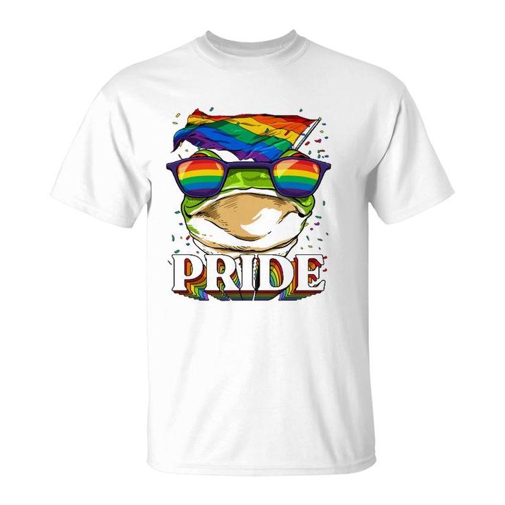 Lgbt Frog Gay Pride Lgbtq Rainbow Flag Sunglasses T-Shirt