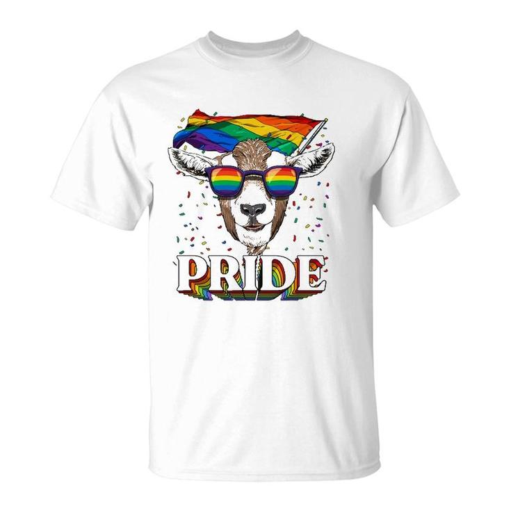 Lgbt Goat Gay Pride Lgbtq Rainbow Flag Sunglasses T-Shirt