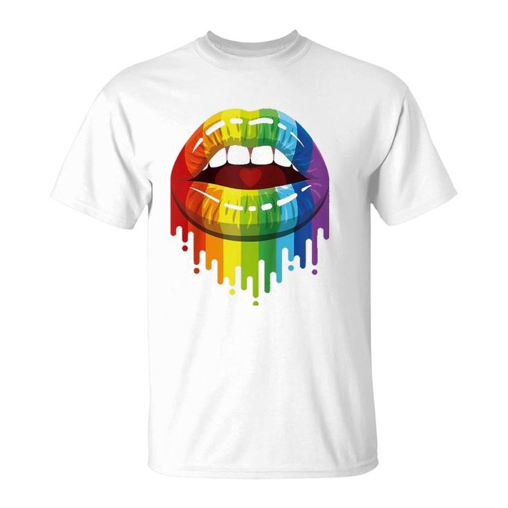Lgbt Rainbow Kissable Mouth Teepride Gay Csd Raglan Baseball Tee T-Shirt