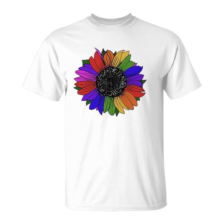 Lgbtq And Ally Rainbow Pride Sunflower T-Shirt