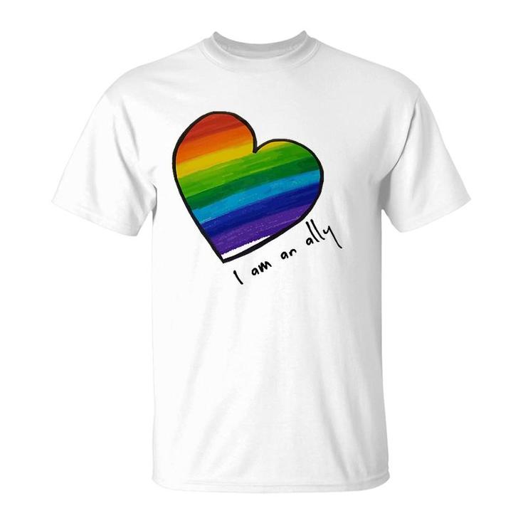 Lgbtq I Am An Ally Rainbow Heart T-Shirt