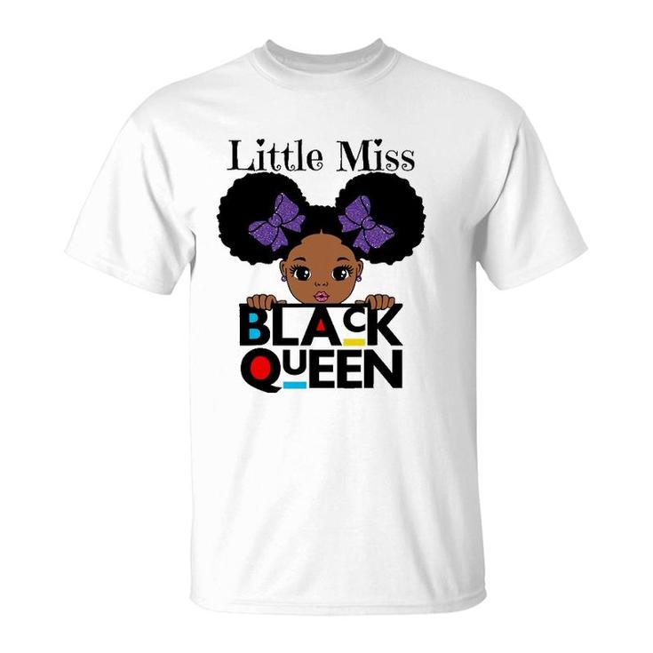 Little Miss Black Queen Melanin Brown Skin Girls Fun Cute T-Shirt