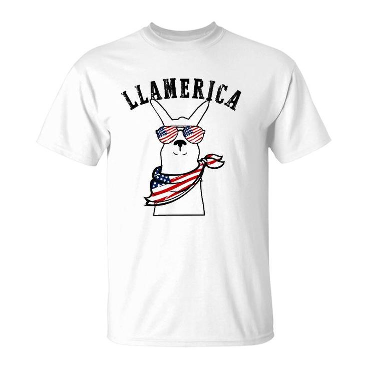 Llamerica Llama 4Th Of July American Flag For Men Women Kids T-Shirt