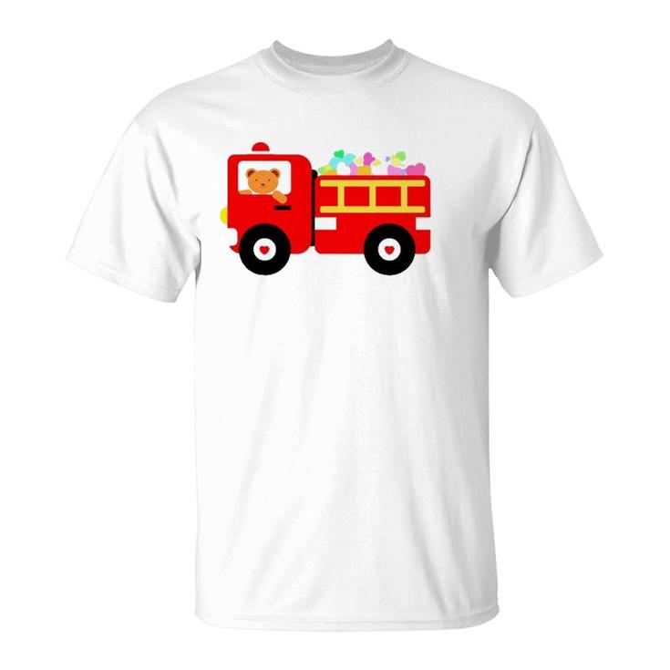 Loads Of Love Firetruck Valentine's Day Firefighter T-Shirt