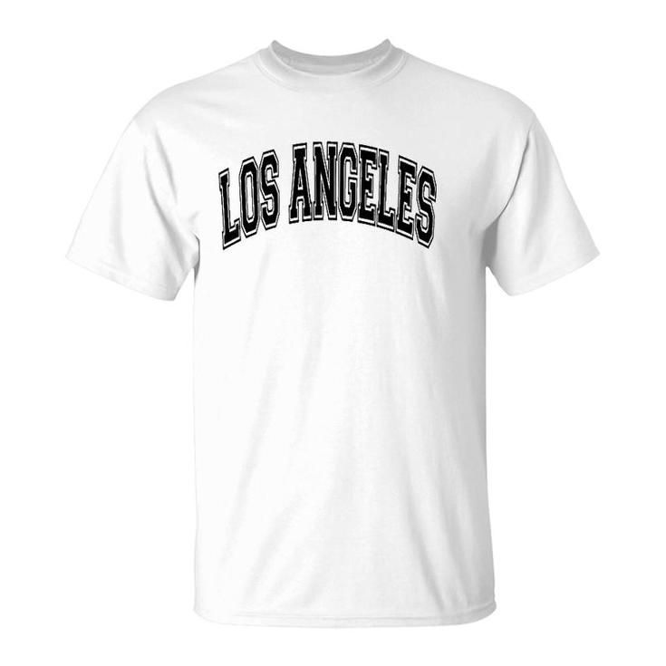 Los Angeles California Varsity Style Text Gray Black Print Pullover T-Shirt