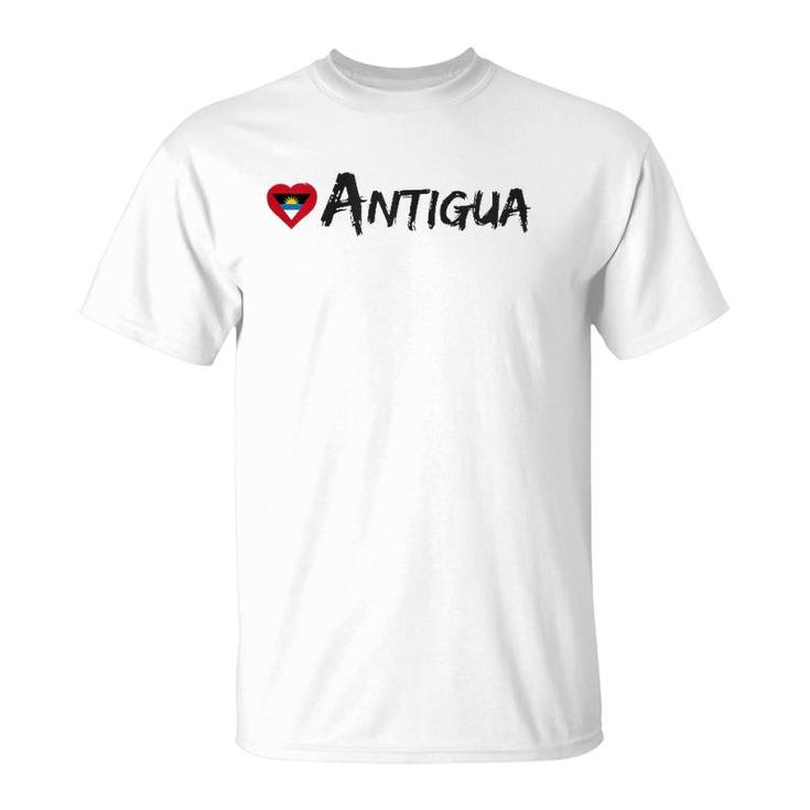 Love Antigua Heart Country Flag Souvenir Gift T-Shirt