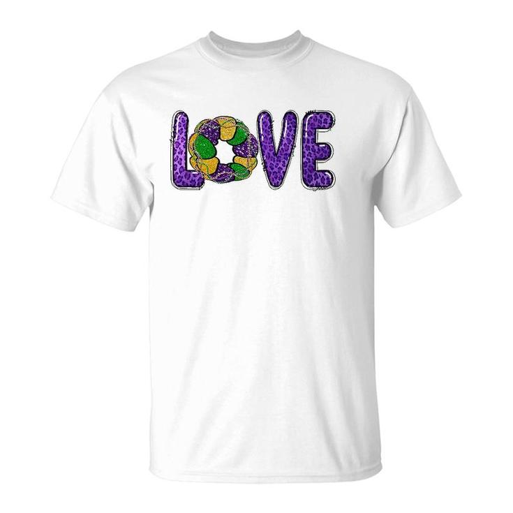 Love Peace Mardi Gras King Cake Woman Kids Girls Boys Man T-Shirt