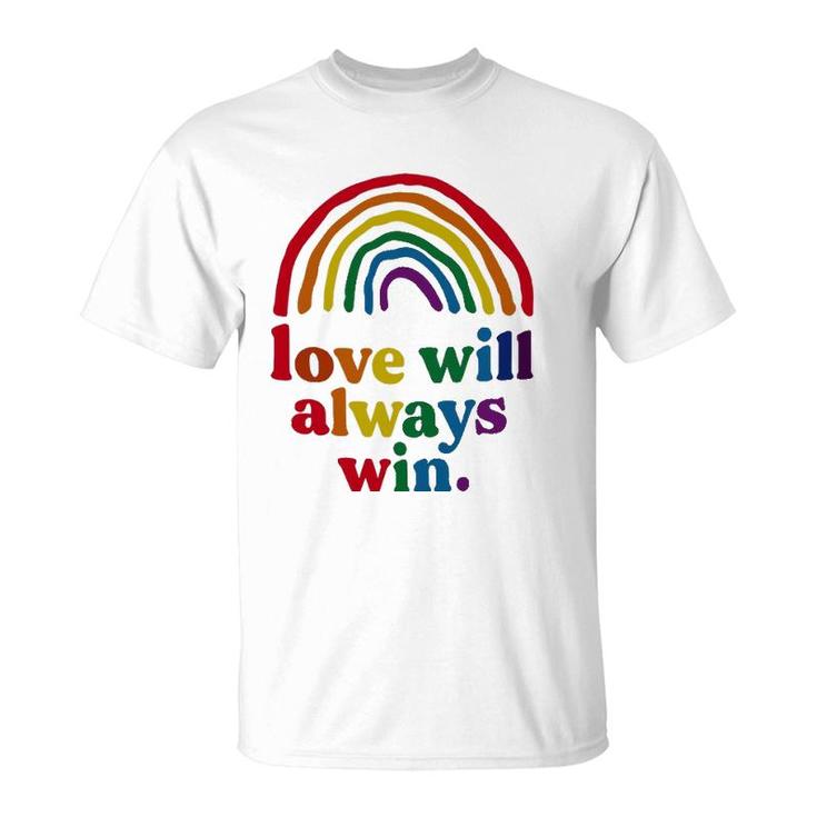 Love Will Always Win Pride Rainbow Kid Child Lgbt Quote Fun T-Shirt