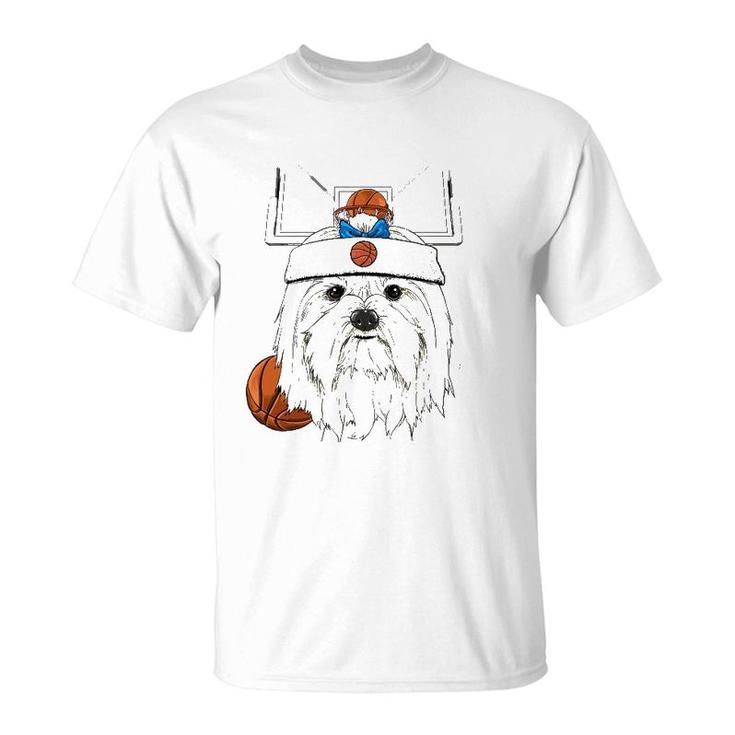 Maltese Basketball Dog Lovers Basketball Player T-Shirt