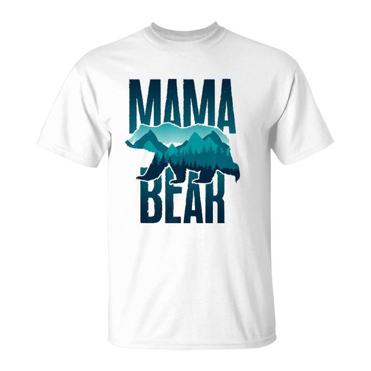 Mama Bear With Mountain And Forest Silhouette T-Shirt