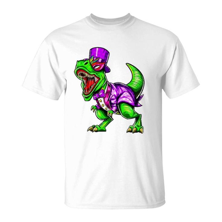 Mardi Gras Dinosaur Trex Dinorex T-Shirt